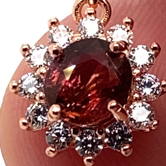 Red Tourmaline .85ct Rose Gold Finish Solid 925 Sterling Silver Pendant - Picture 2 of 7